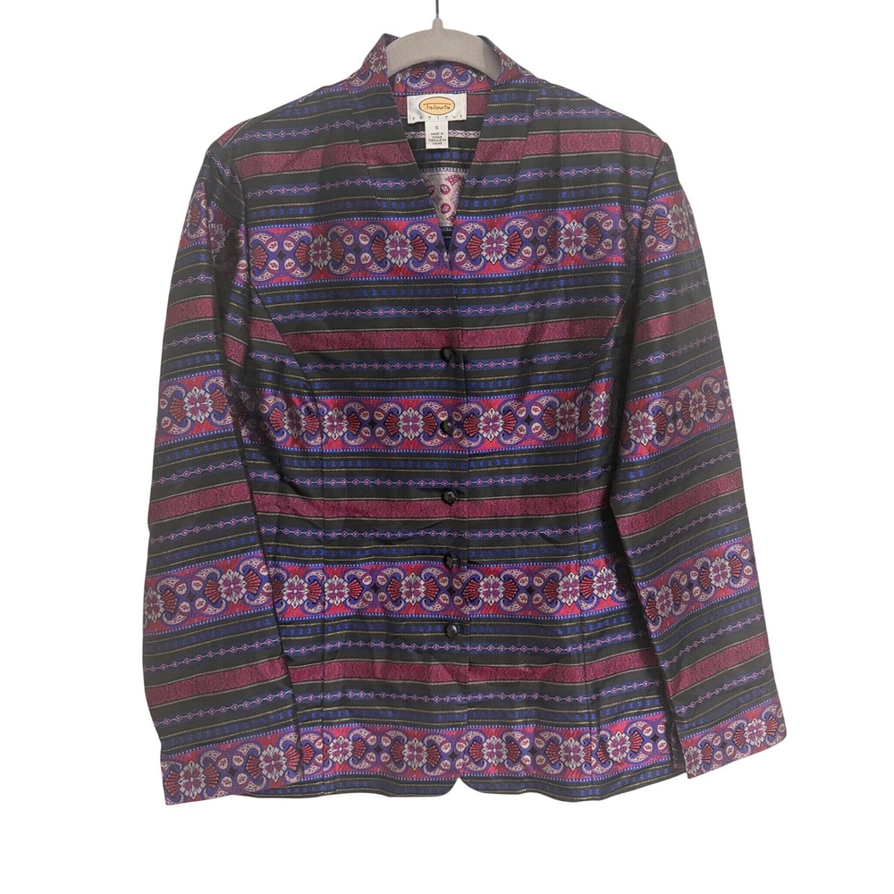 Talbots Petites Silk Blend Paisley Blazer Jacket Multi-Color Size 6P